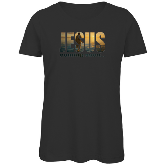Damen Premium Bio T-Shirt "Jesus - coming soon..."